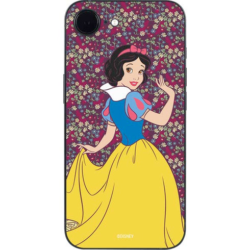 Disney Snow White Character with Floral Pattern iPhone 16e Skin